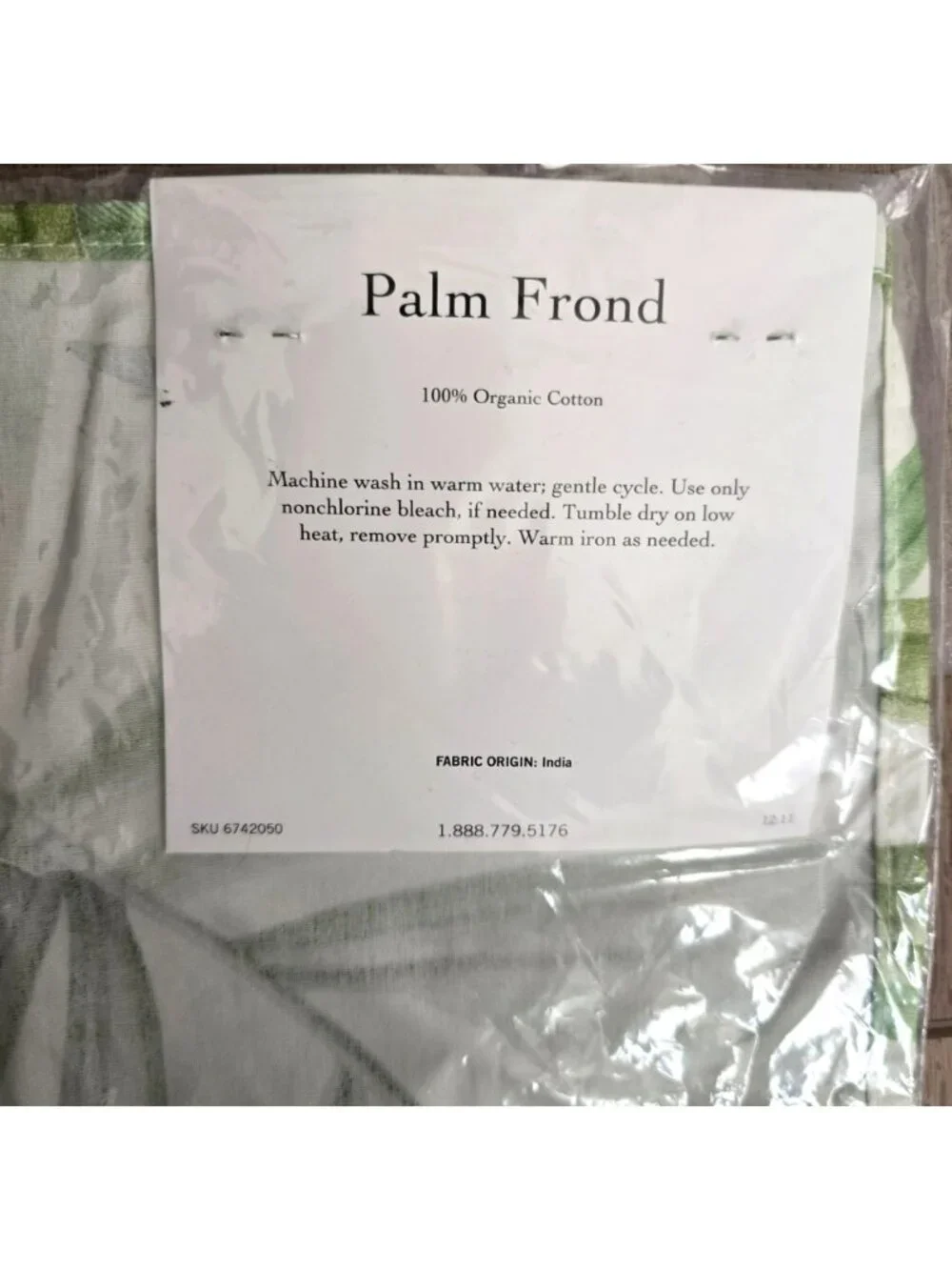 Pottery Barn Table Square Placement Palm Frond Organic Cotton Decor DH933